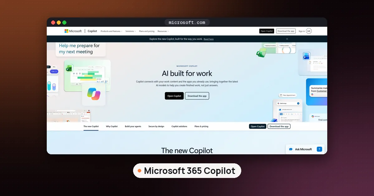 Screenshots of Microsoft 365 Copilot