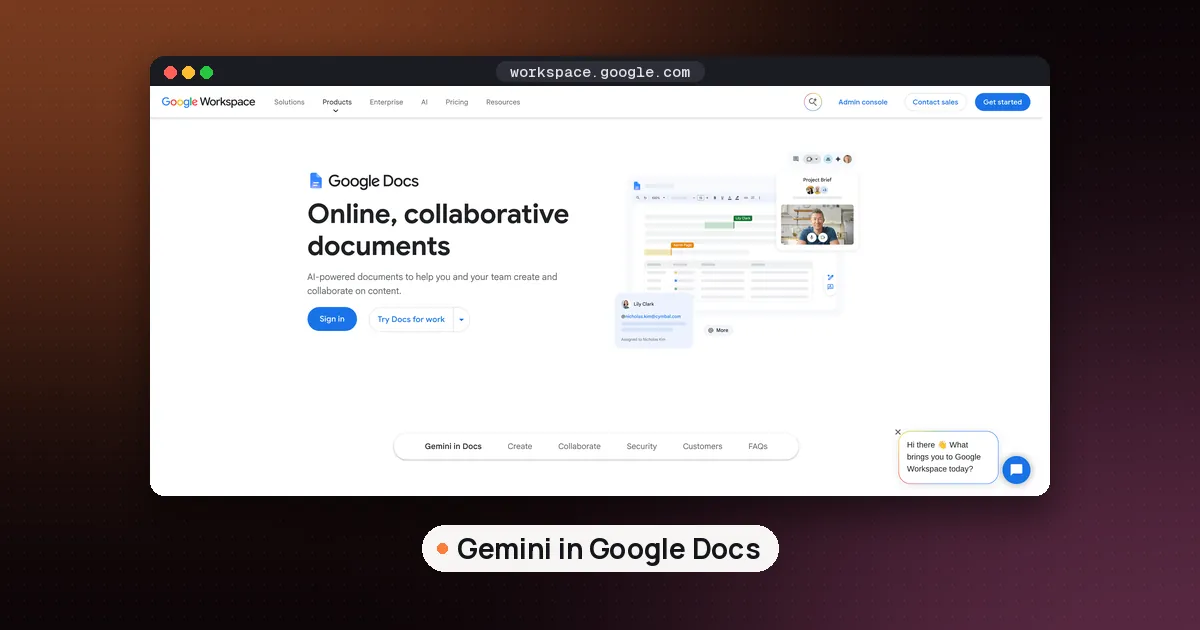 Screenshots of Gemini in Google Docs